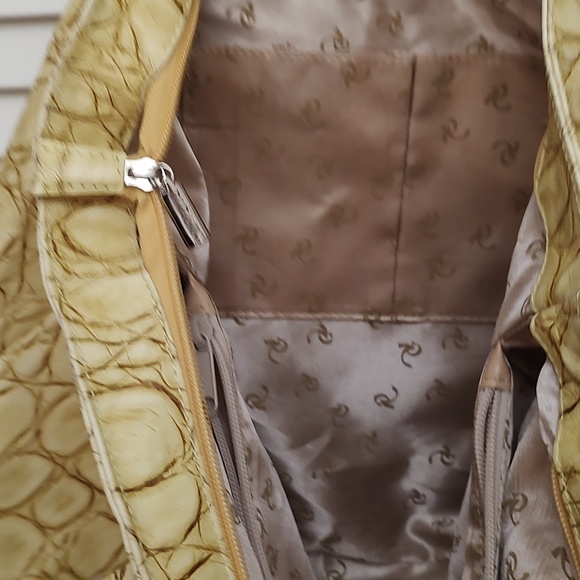 Ripani Yellow Ripple Embossed Leather Handbag - Picture 7 of 9